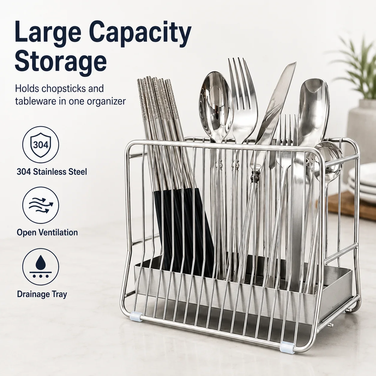 Commercial Kitchen Knife Holder - Support à baguettes en acier inoxydable