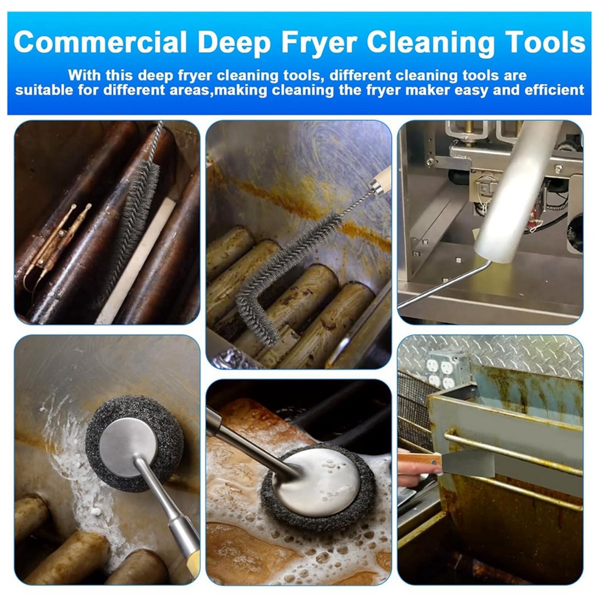Commercial Kitchen Deep Cleaning - Outils de nettoyage pour friteuses commerciales,