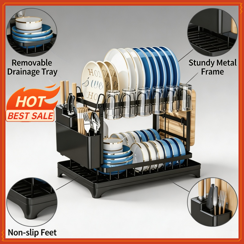 Commercial Kitchen Knife Holder - Égouttoir à vaisselle à 2 niveaux