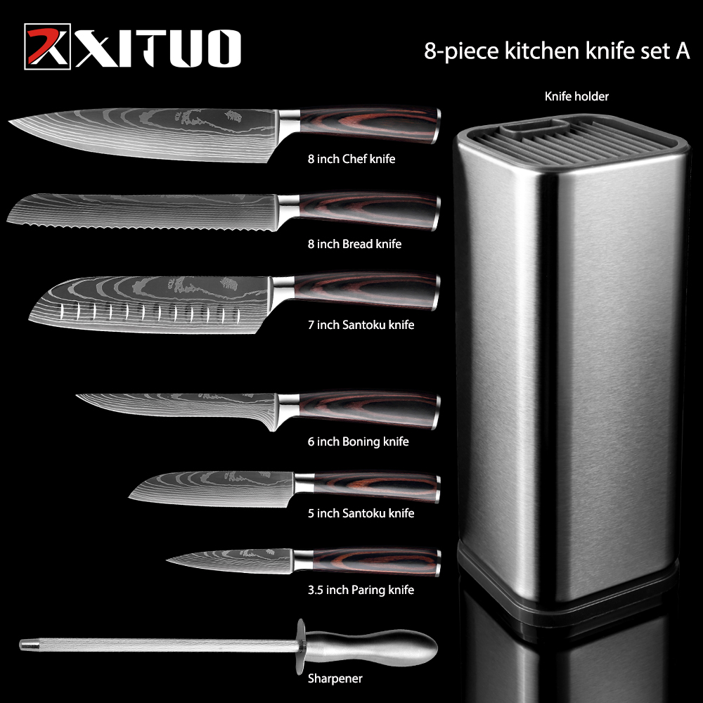 Commercial Kitchen Knife Holder - Ensemble de couteaux de chef Santoku